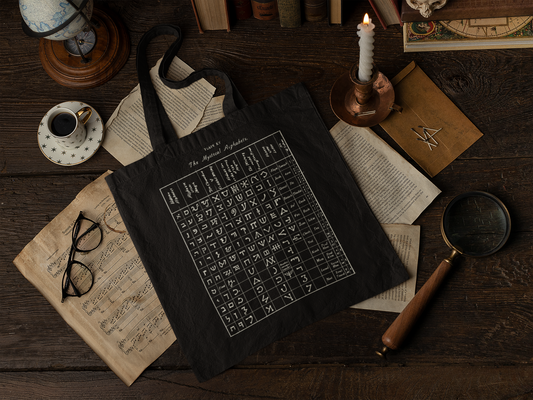 Mystical Alphabet Tote Bag – Solomonic Magic Symbol Canvas Tote